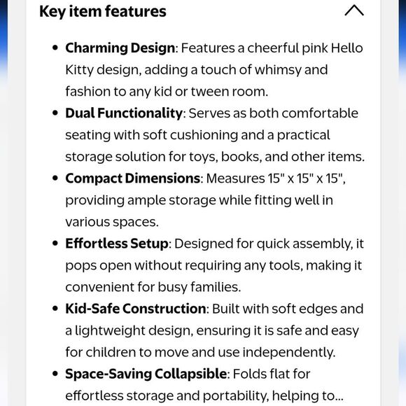 Hello Kitty Collapsible Storage Ottoman - Picture 9 of 16